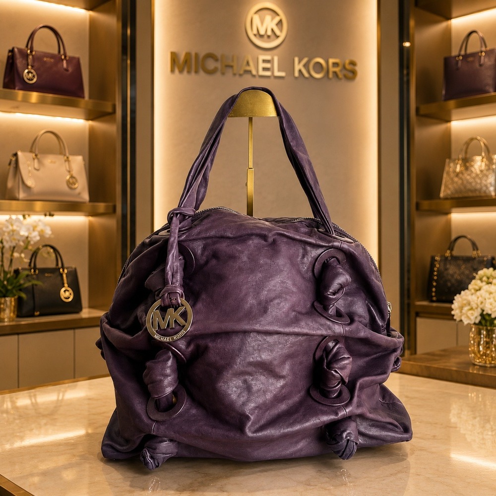 Michael Kors Zuma Y2K Purple Nappa Leather Knotted Satchel UNIQUE